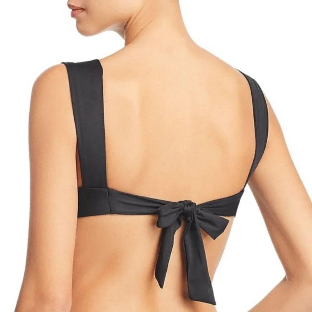Vitamin A Magnolia V-Neck Bikini Top Black NWOT